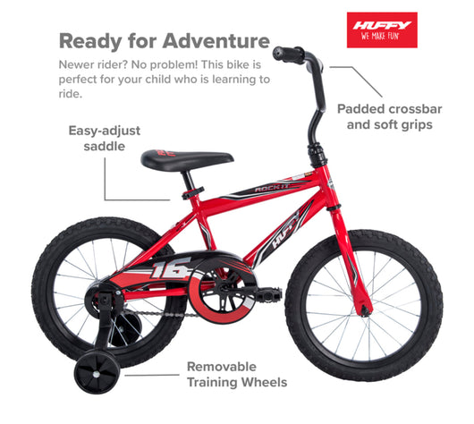 Huffy 16 Inch Rock It Boys Sidewalk Bike, Red- NEW AND ASSEMBLED!!!!