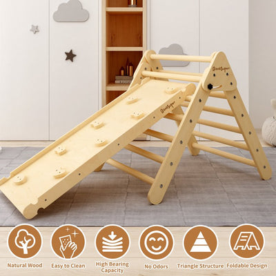 Banasuper Pikler Triangle Foldable Wooden Climbing Triangle Ladder with Ramp for Sliding Climbing Indoor Home Climber for Toddlers Children!  -Brand new in the box