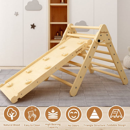 Banasuper Pikler Triangle Foldable Wooden Climbing Triangle Ladder with Ramp for Sliding Climbing Indoor Home Climber for Toddlers Children!  -Brand new in the box