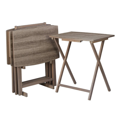 Mainstays 5pc XL Oversized Tray Table Set, Rustic Grey**New in box**