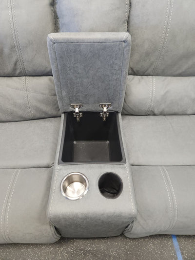 Argento 6-piece Fabric Power Reclining Sectional with Power Headrests!! NEW AND ASSEMBLED, MISSING ONE CUP HOLDER AND HAS MINOR FRAY IN ONE THREAD ALL FROM SHIPPING!!