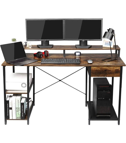 OUTFINE Desk Computer Desk Office Desk with Drawer, Monitor Stand and Storage Shelves- NEW IN BOX!!!!