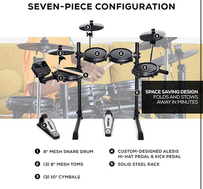 Alesis Drums Turbo Mesh Kit – Electric Drum Set With 100+ Sounds, Mesh Drum Pads, Drum Sticks, Connection Cables and 60 Melodics Lessons!  -Brand new in the box