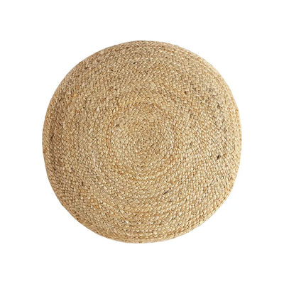 MoDRN Solid Print Hand Woven Jute Floor Pouf, Natural**New**