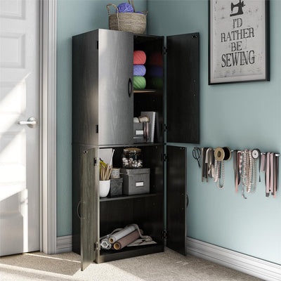 Mainstays 4-Door 5' Storage Cabinet, Black Oak!! NEW IN BOX!!