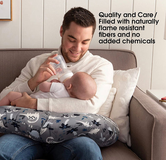 Boppy Nursing Pillow and Positioner—Original | Gray Dinosaurs with White, Black and Blue- BRAND NEW!!!