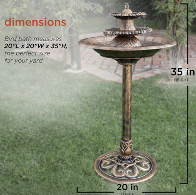 Alpine Corporation 3-Tiered Pedestal Outdoor Water Fountain and Bird Bath, Bronze- NEW IN BOX!!!