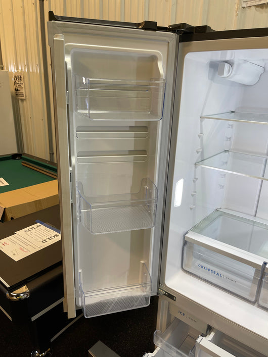 Frigidaire 17.6-cu ft Counter-depth French Door Refrigerator with Ice Maker (Brushed Steel) ENERGY STAR Item #4142878 Model #FRFG1723AV- scratch and dent unit - minor shipping cosmetic scratches- see pics please