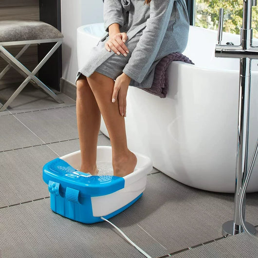 HoMedics Bubble Bliss Deluxe Foot Spa Bubble Foot Massager, 3 Attachments, Splash Guard, Creates Bubbles, Helps Improves Circulation, Soothe Tired Muscles, Built-In Storage**New in Box**