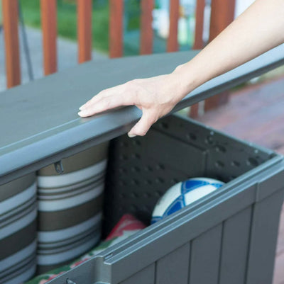 Lifetime Waterproof 116 Gallon Resin Deck Box, Dark Brown- NEW AND ASSEMBLED!!!