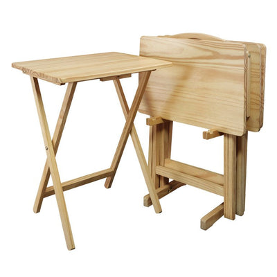 Casual Home 5 Piece TV Tray Table Set in Natural (4 Trays, 1 Stand)**New in box**