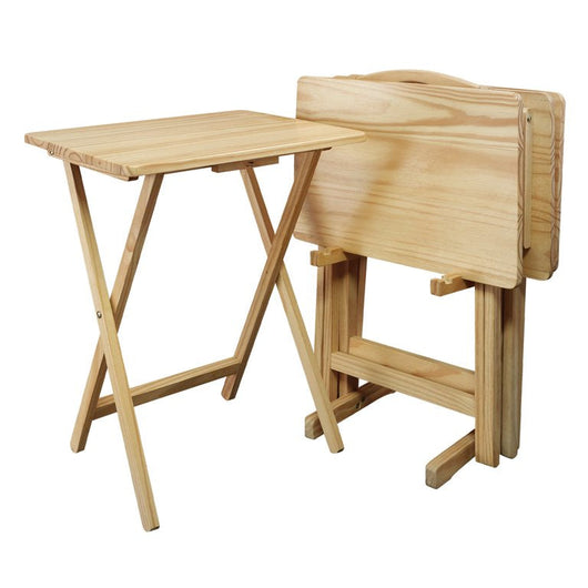 Casual Home 5 Piece TV Tray Table Set in Natural (4 Trays, 1 Stand)**New in box**