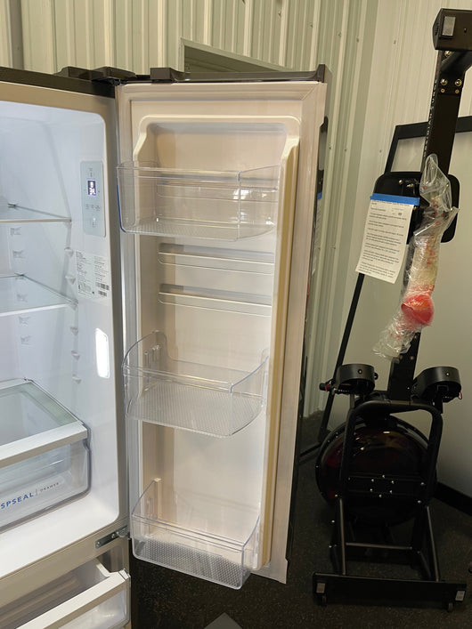 Frigidaire 17.6-cu ft Counter-depth French Door Refrigerator with Ice Maker (Brushed Steel) ENERGY STAR Item #4142878 Model #FRFG1723AV- scratch and dent unit - minor shipping cosmetic scratches- see pics please