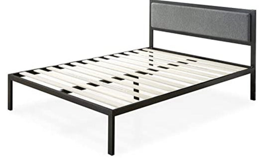 ZINUS Korey Metal Platform Bed Frame with Upholstered Headboard / Wood Slat Support / No Box Spring / Easy Assembly, King**New in box**