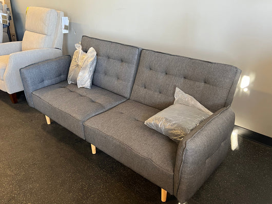 Yaheetech Futon Sofa Bed with USB Ports,Fabric Tufted Split-Back Daybed, Dark Gray!! NEW AND ASSEMBLED!!