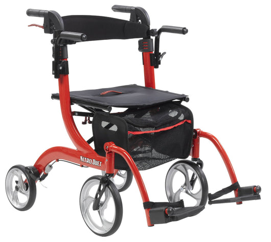 Drive Nitro Duet 4 Wheel Rollator/ Transport Chair, Red!! NEW OUT OF BOX!!