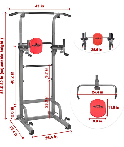 RELIFE REBUILD YOUR LIFE Power Tower Pull Up Bar Station Workout Dip Station for Home Gym (new in the box)