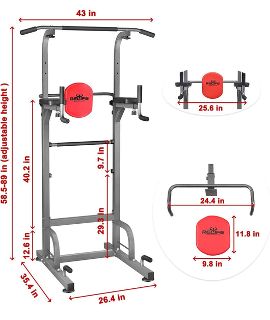 RELIFE REBUILD YOUR LIFE Power Tower Pull Up Bar Station Workout Dip Station for Home Gym (new in the box)