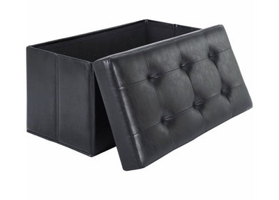 Mainstays Collapsible Storage Ottoman, Quilted Black Faux Leather- NEW OUT OF BOX!!!