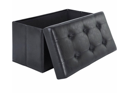 Mainstays Collapsible Storage Ottoman, Quilted Black Faux Leather- NEW OUT OF BOX!!!
