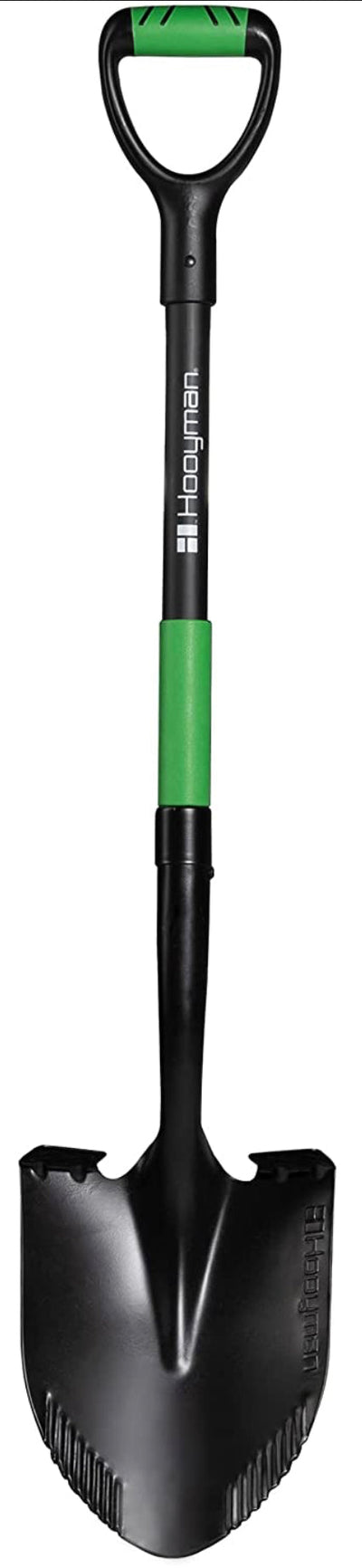 Hooyman Shovel with Heavy Duty Carbon Steel Head Construction, Ergonomic No-Slip H-Grip Handles, Fiberglass Core, and Oversized Steps, for Gardening, Land Management, Yard Work, Farming, and Outdoors**New**