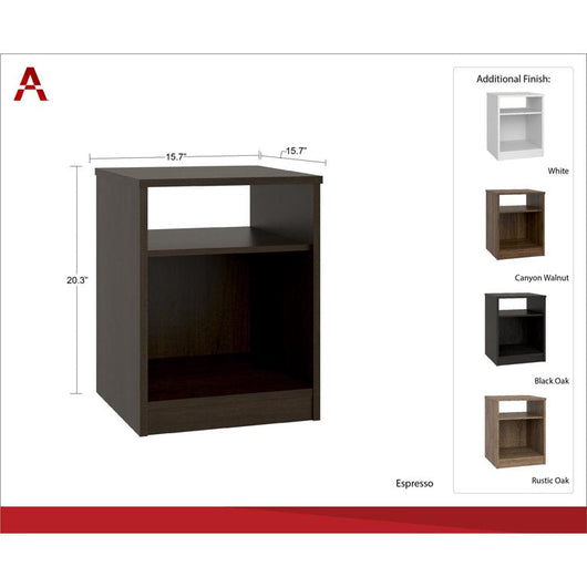 Mainstays classic open shelf nightstand,Espresso **New in Box**