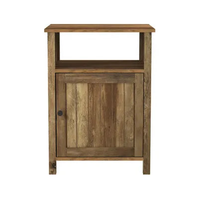 Welwick Designs Reclaimed Barnwood Modern End Table With Open Shelf and 1-Door!  -Brand new in the box