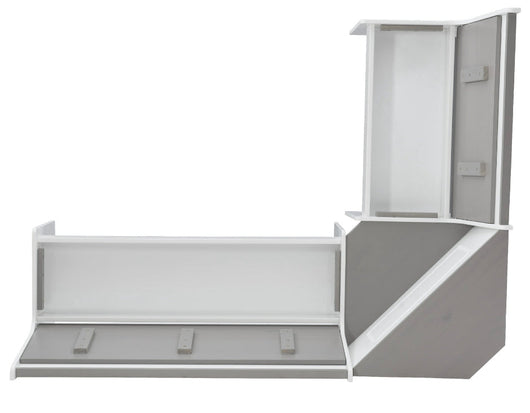 Linon Ardmore Corner Dining Breakfast Nook with Table and Storage, Seats 5, White and Gray!! NEW IN BOX!!