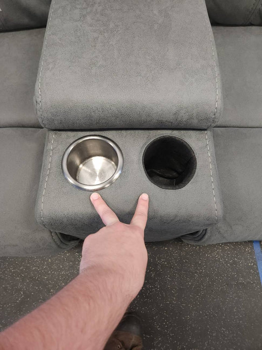 Argento 6-piece Fabric Power Reclining Sectional with Power Headrests!! NEW AND ASSEMBLED, MISSING ONE CUP HOLDER AND HAS MINOR FRAY IN ONE THREAD ALL FROM SHIPPING!!