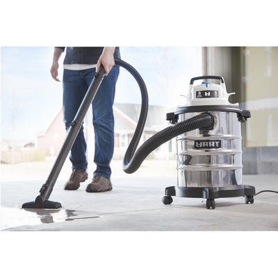 Hart 6-Gallon Stainless Steel Wet/Dry Vacuum with Cartridge Filter**New one replaced with different size wheel**