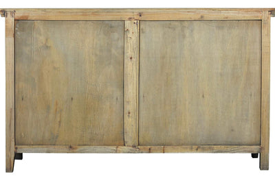 Sunset Trading Cottage Shutter Door Credenza Solid Wood Sideboard | Fully Assembled Cabinet Buffet Server, 58" Wide, Distressed Driftwood Brown!