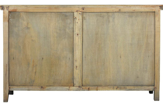 Sunset Trading Cottage Shutter Door Credenza Solid Wood Sideboard | Fully Assembled Cabinet Buffet Server, 58" Wide, Distressed Driftwood Brown!