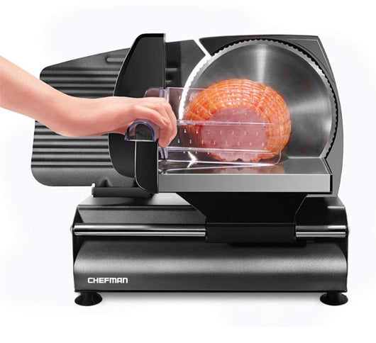 Chefman Die-Cast Electric Meat & Deli Slicer, A Powerful Machine with Adjustable Slice Thickness, Stainless Steel Blades & Safe Non-Slip Feet To Easily Cut Ham, Cheese, Bread, Fruit & Veggies At Home- NEW IN BOX!!!