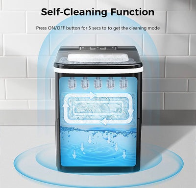 AGLUCKY Countertop Ice Maker Machine, Portable Ice Makers Countertop, Make 26 lbs ice in 24 hrs,Ice Cube Rready in 6-8 Mins with Ice Scoop and Basket (Black)- NEW OUT OF BOX!!!