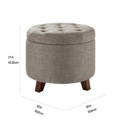 Amazon Basics Upholstered Tufted Storage Ottoman Footstool, 17"H, Gray**New**