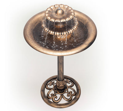 Alpine Corporation 3-Tiered Pedestal Outdoor Water Fountain and Bird Bath, Bronze- NEW IN BOX!!!
