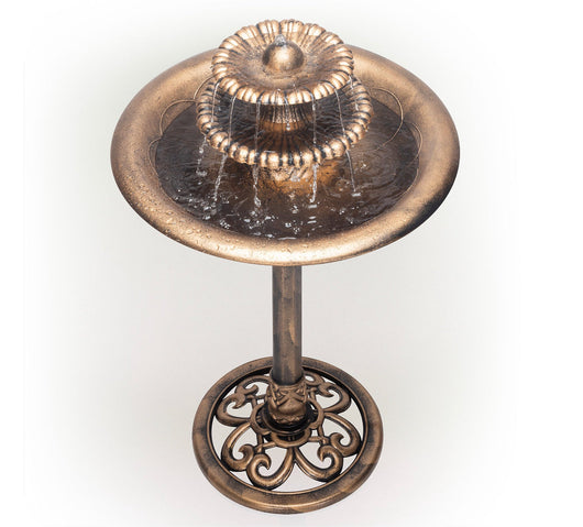 Alpine Corporation 3-Tiered Pedestal Outdoor Water Fountain and Bird Bath, Bronze- NEW IN BOX!!!