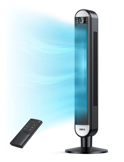 Dreo Tower Fan for Bedroom, 42 Inch Bladeless Fan, 90° Oscillating Fan, Quiet Floor Fan with Remote, LED Display, 6 Speeds 4 Modes, 12H Timer, Standing Fans for Home Living Room Office, Cruiser Pro T2**New in box**