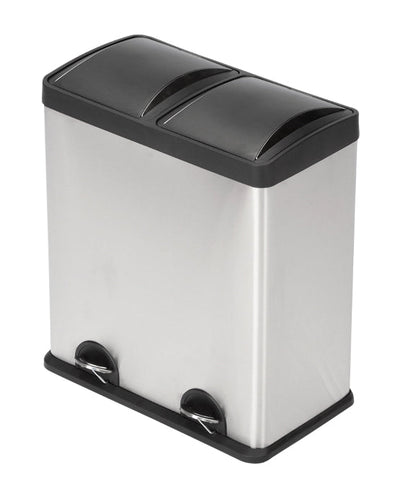 Step N' Sort 2 Compartment Kitchen Garbage Can & Recycling Bin, Silver, 16 gal- NEW OUT OF BOX!!!