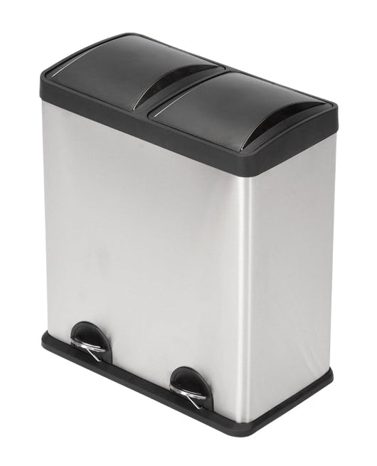 Step N' Sort 2 Compartment Kitchen Garbage Can & Recycling Bin, Silver, 16 gal- NEW OUT OF BOX!!!