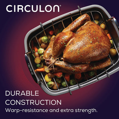 Circulon Nonstick Roasting Pan / Roaster with Rack - 17 Inch x 13 Inch, Gray**New in box**