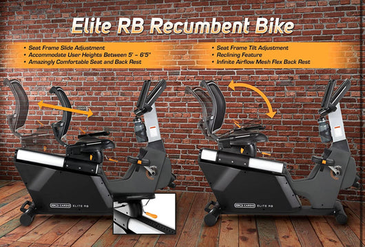 3G Cardio Elite RB Exercise Bike, Recumbent - Commercial Grade - Compact Footprint - Ultra Comfortable Seat - Magnetic Resistance - 350 LB User Capacity!