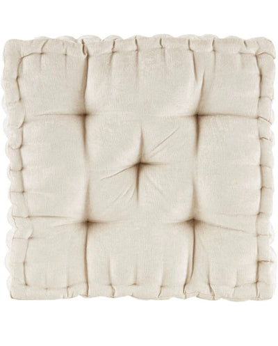 Intelligent Design Azza Floor Pillow Square Pouf Chenille Tufted with Scalloped Edge Design Hypoallergenic Bench/Chair Cushion, 20” x 20” x 5”, Ivory- NEW IN BAG!!!