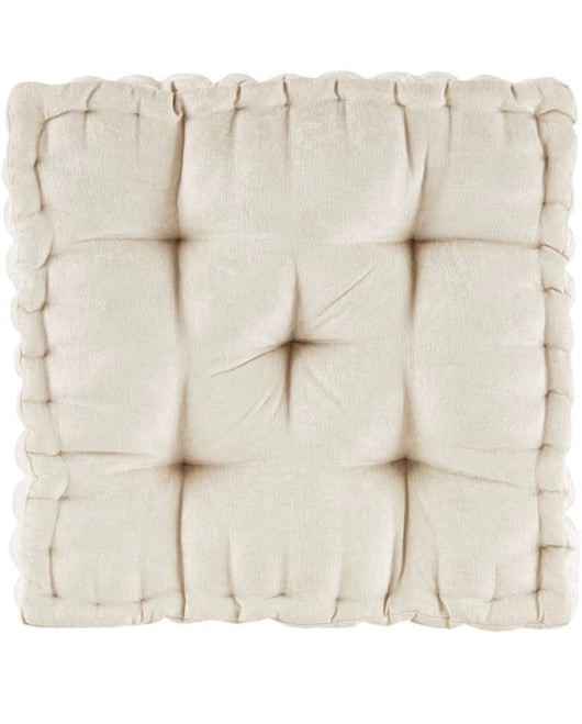 Intelligent Design Azza Floor Pillow Square Pouf Chenille Tufted with Scalloped Edge Design Hypoallergenic Bench/Chair Cushion, 20” x 20” x 5”, Ivory- NEW IN BAG!!!