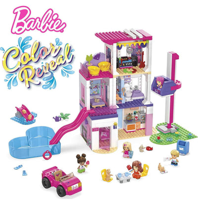 Mega Barbie Color Reveal Building Toys Dreamhouse with 30+ Surprises, 5 Micro Dolls and 6 Pets, Ages 4 and up- NEW IN BOX!!!!