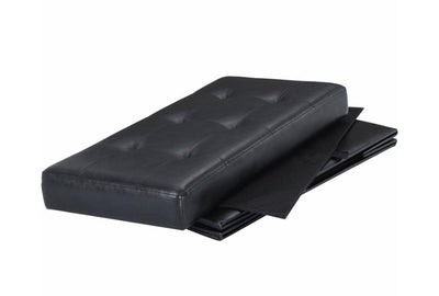 Mainstays Collapsible Storage Ottoman, Quilted Black Faux Leather- NEW OUT OF BOX!!!