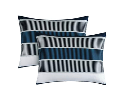 Mainstays Blue Stripe 8 Piece Bed in a Bag Comforter Set With Sheets, Full- NEW IN BAG!!!
