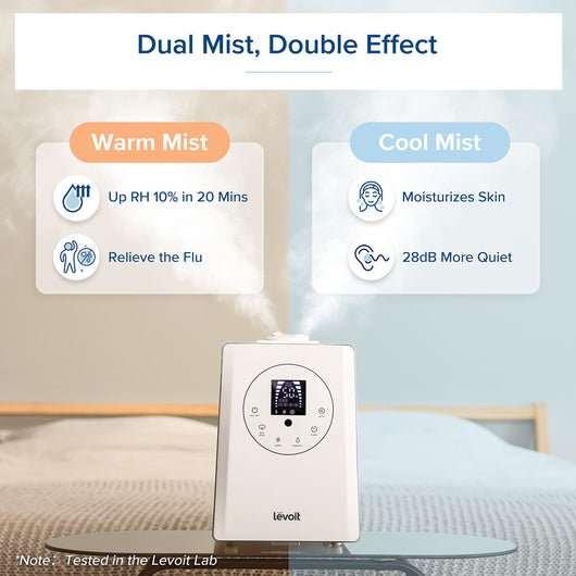 LEVOIT Humidifiers for Bedroom Large Room Home, 6L Warm and Cool Mist Ultrasonic Air Vaporizer for Plants and Whole House, Built-in Humidity Sensor, Essential Oil Diffuser, Whisper Quiet, Timer, White**New in box**