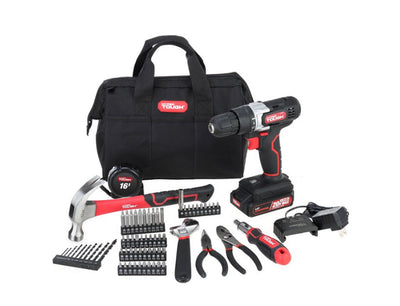 Hyper Tough 20V Max Lithium-ion 3/8 inch Cordless Drill & 70-Piece DIY Home Tool Set Project Kit with 1.5Ah Lithium-ion Battery & Charger, Bit Holder, LED Light & Storage Bag- NEW IN BOX!!!