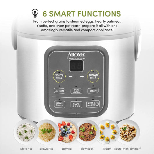 Aroma Housewares Professional 8-Cup (Cooked) / 2Qt. Digital Rice & Grain Multicooker (ARC-994SG), Gray- NEW IN BOX!!!